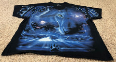 Vintage Liquid Blue Great Wolf Lodge AOP Shirt Mens Size 2XL 2001 Y2K Black/Blue