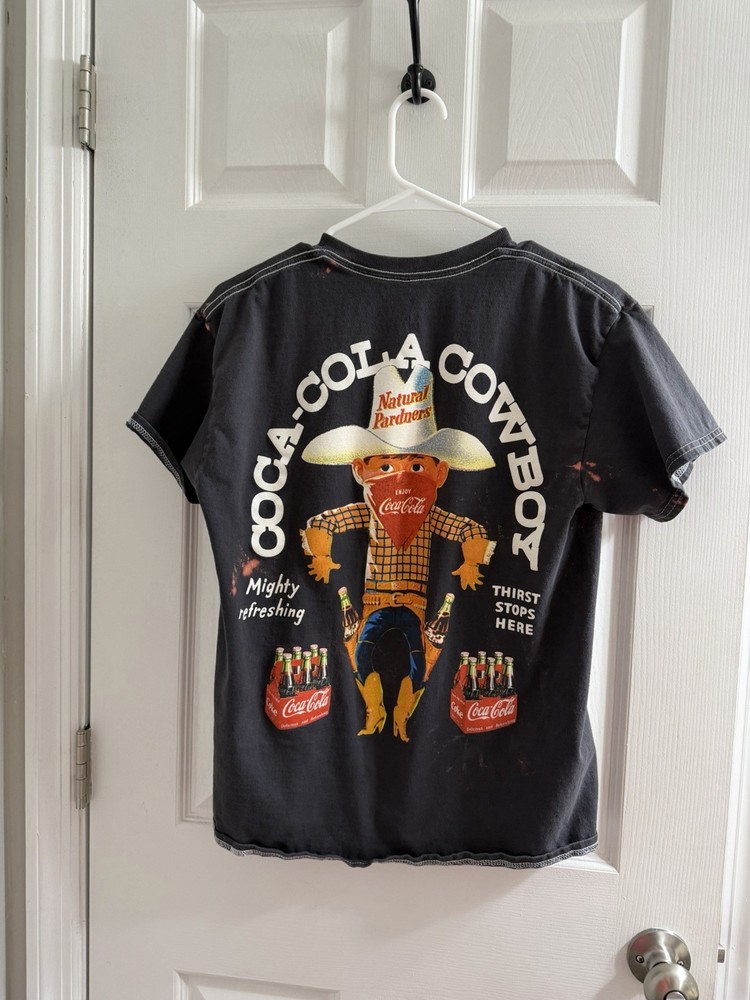 Coca Cola Black Graphic Cowboy Tee Medium M Coke