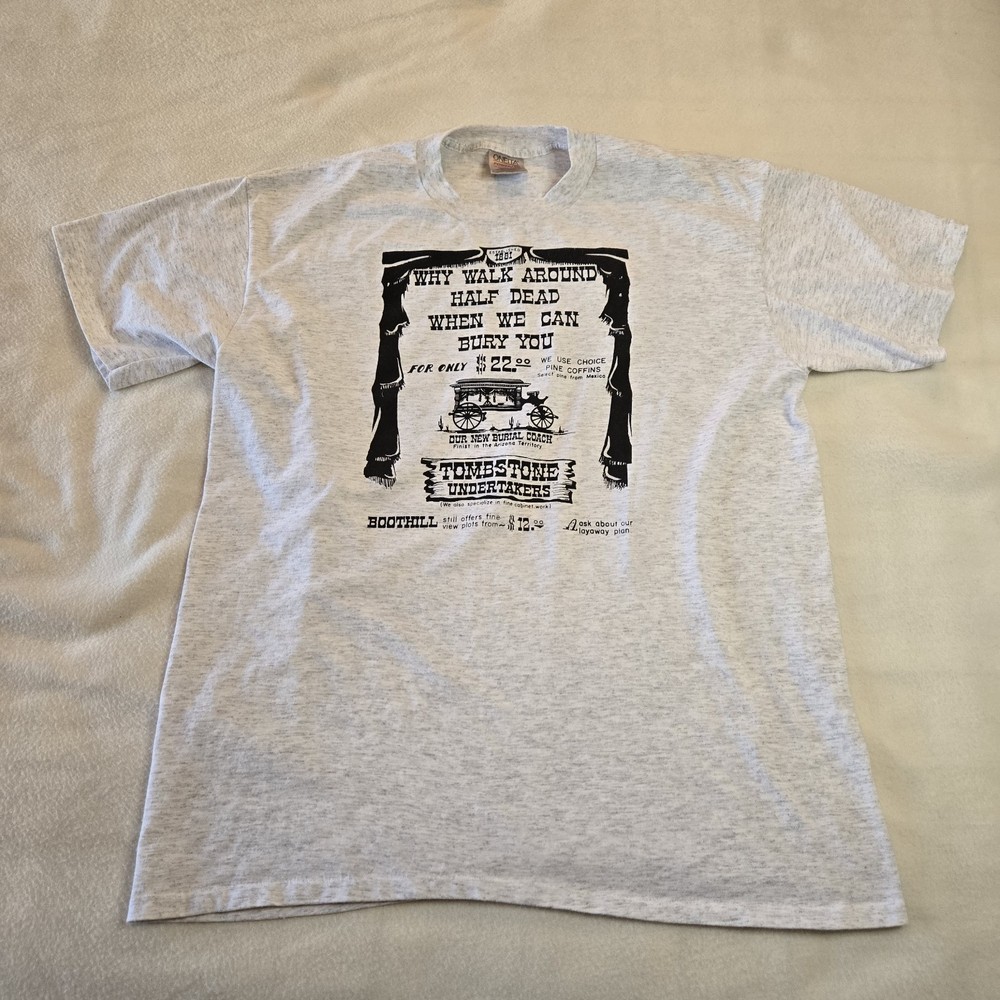 Vintage Tombstone Undertakers Mens XL T Shirt Single Stitch We Use Pine Coffins