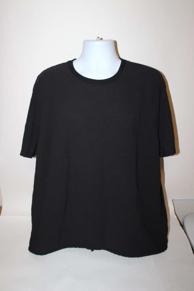 KITH Mens XL Seersucker Ribbed Fabric Lightweight T Shirt Drawstring Waist Black