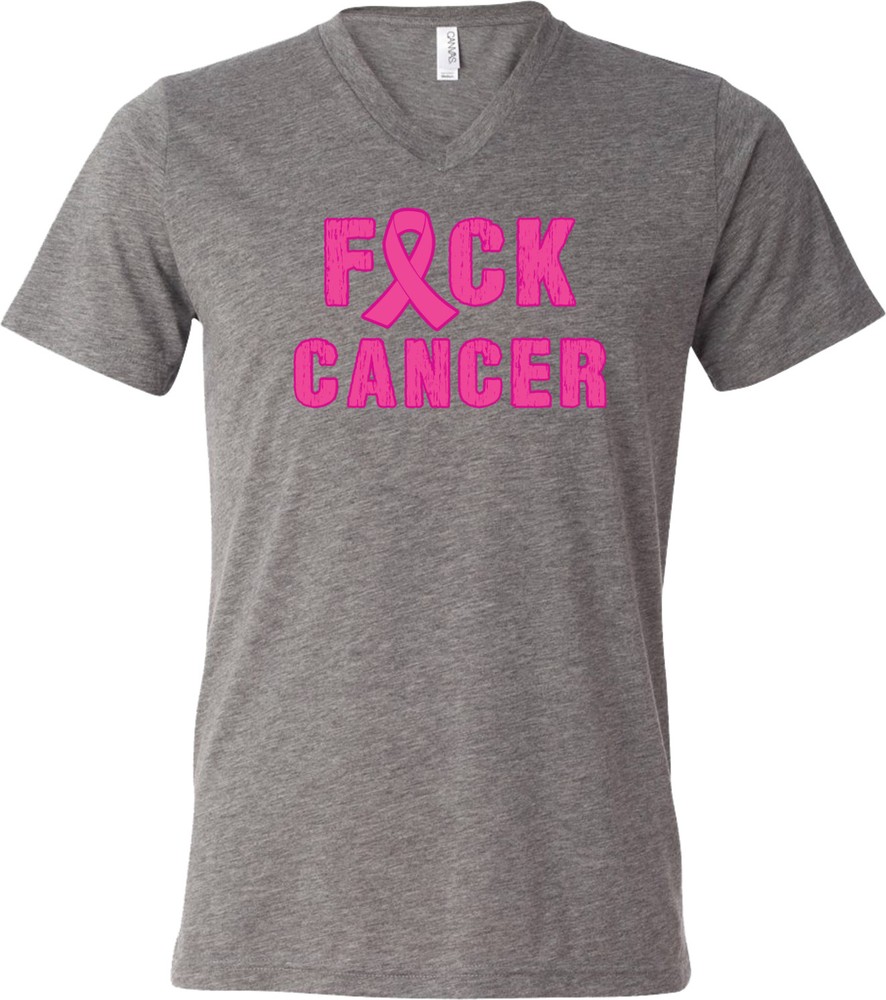 Buy Cool Shirts Breast Cancer T-shirt Fxck Cancer Tri Blend V-Neck