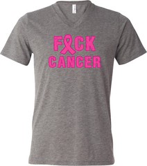 Buy Cool Shirts Breast Cancer T-shirt Fxck Cancer Tri Blend V-Neck