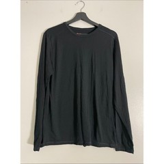 Karbon Mens Black 100% Merino Wool Long Sleeve Crew Neck Base Layer Shirt Size M