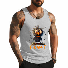 Funny F-Caw-F Black Crow FCawF Humor Quote Bird Meme Tank Top