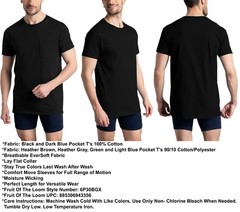 24 Fruit Of The Loom 2XL 50-52 Black Gray Pocket T-Shirts 2EG 127-132 CM