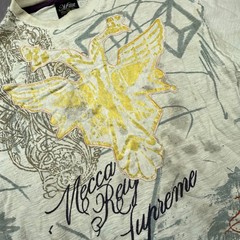 Mecca Apparel Vintage Y2K Graphic T-Shirt Mens Medium White Gold Skater Boxy Fit