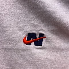 Vtg Nike White Tag T Shirt Mens XL Two Tone Navy Embroidered Logo USA SS 90s