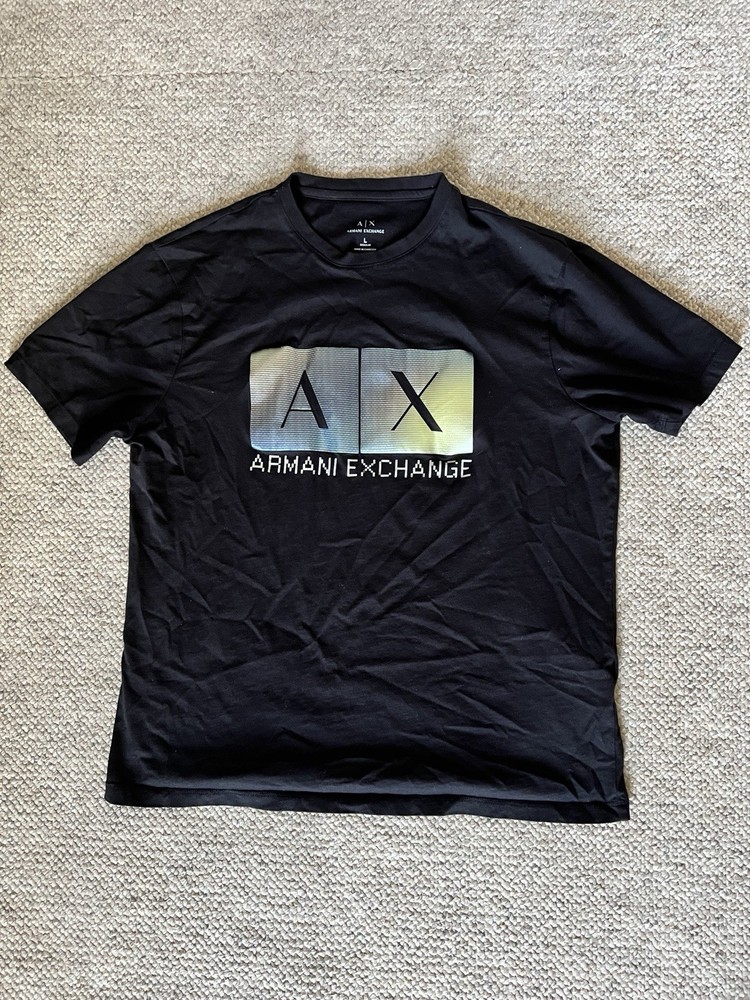 Armani Exchange Crewneck T Shirt Multi Color Foil Logo Size Large