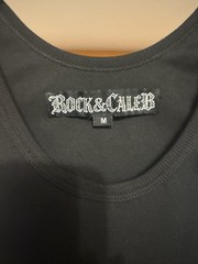 Rock & Caliber Men’s Black Cotton Ribbed Logo Crew Neck Sleeveless T-Shirt M