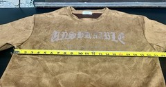 “Unsbakable Cluh” T-Shirt Soft Faux Suede Fabric Men’s Brown T-Shirt Sz L *Read*