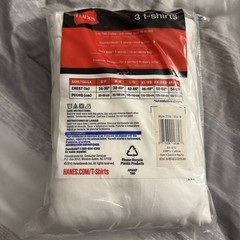 MED 2010 Hanes Classic Tagles 3 pack T-Shirt Comfort Lay Flat Collar Tagless NEW