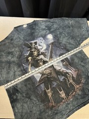 Vintage AOP SKELETON PLAYING GUITAR T-SHIRT GRAY TIE-DYE JAMES RYMAN SKULBONE