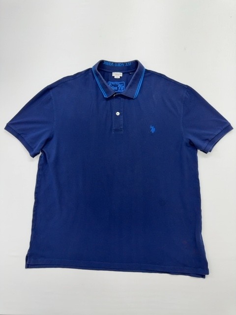 U.S. Polo Assn Mens Blue Polo Shirt Slim Fit XXXL Cotton Blend Condition