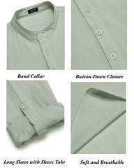 COOFANDY Men’s 2 Pieces Cotton Linen Set Long Sleeve Henley Shirts Casual Beach