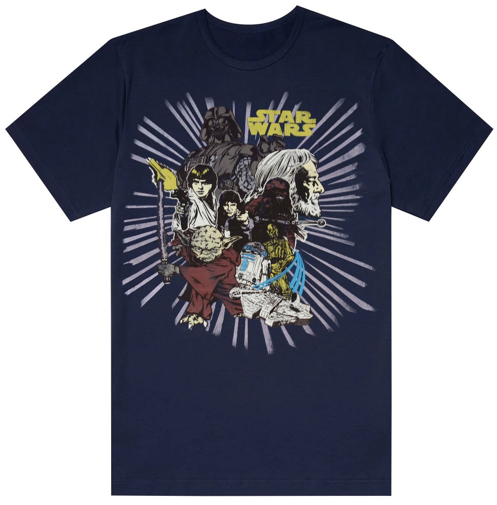 Star Wars Comic Book Style Cast Men’s T-Shirt, Medium
