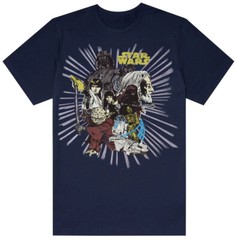 Star Wars Comic Book Style Cast Men’s T-Shirt, Medium