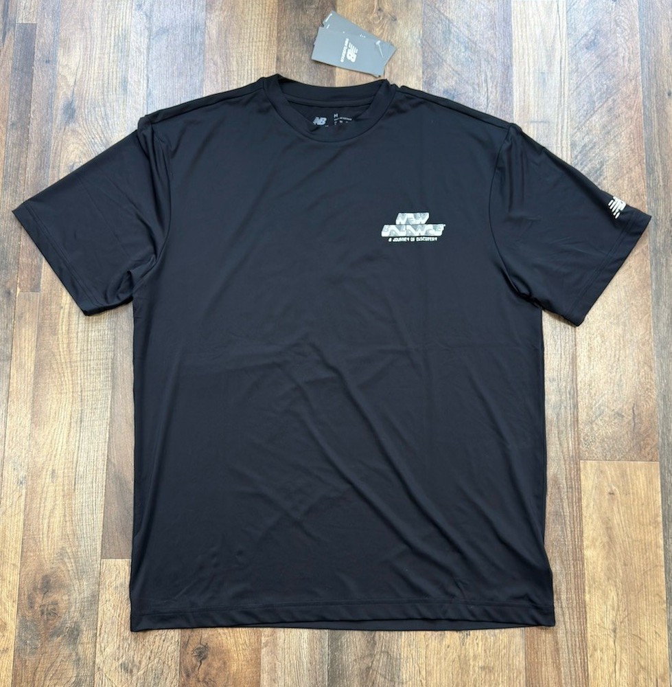 NWT New Balance Dry Run Energy Tee Men’s Xl Black Polyester Shirt MT51621