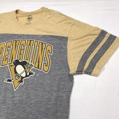 47 PITTSBURG PENGUINS Graphic T Shirt Men XL Yellow Gray NHL Hockey Rugby