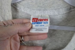 Vtg 90s Hanes Heavyweight Mens Large Distressed Blank T-Shirt Heather Gray USA
