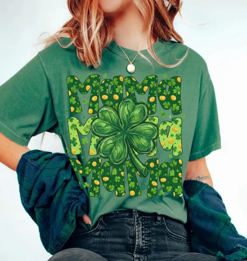 St. Patrick’s Day Lucky Mama Unisex T-Shirt Irish Shamrock Gift for Mom