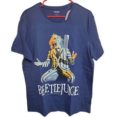 Beetlejuice Adult Graphic T-Shirt Sz L Blue Short Sleeve Old Navy Brand Tee New