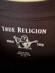 True Religion Mens XL Black T Shirt Gold Foil Horseshoe Logo Graphic NWT Tee