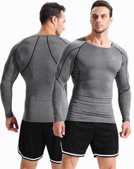Men’s 3 Pack Compression Workout Long Sleeve Shirts,5030,Black,Grey,Red,3XL
