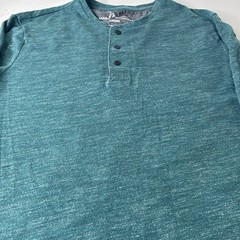 Marc Anthony Luxury Men’s Teal Solid Knit Henley Button Long Sleeve Tee M Luxery