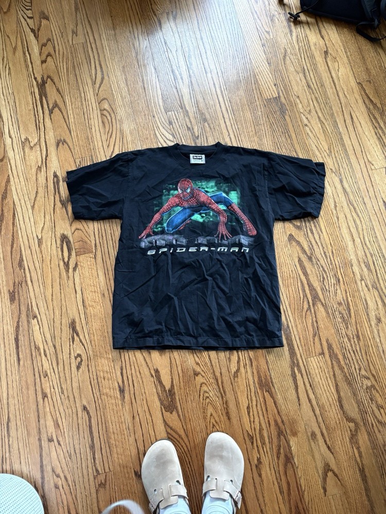 Vintage Spider-Man 2002 Tobey McGuire Movie promo T-Shirt Bootleg The Roxx Rare