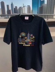 China Dragon T-shirts Souvenir Hong Kong DBL XL Black Embroidered