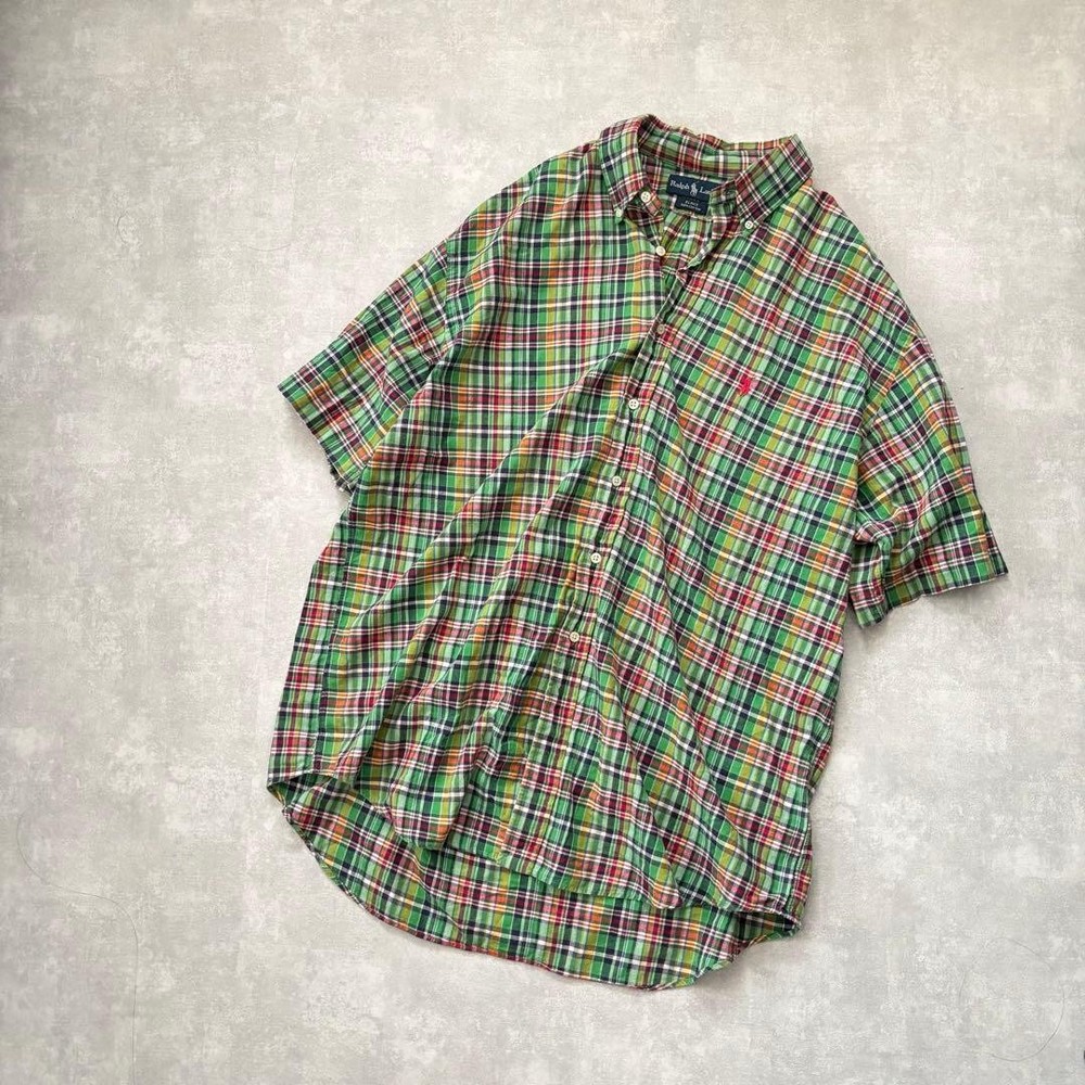 Ralph Lauren Blake Madras Check Short Sleeve Shirt XL Red Pony Made in India Fo