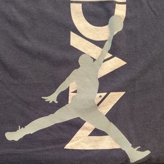 Jordan Jumpman Logo Blue Graphic Print Short Sleeve Crew Neck T-Shirt L Vintage