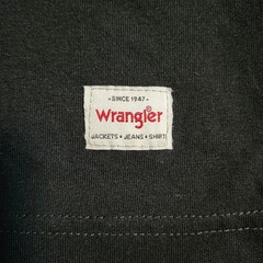 Wrangler Mens Long Sleeve Pocket T-Shirt Black Crew Neck Size M FUNITE F22