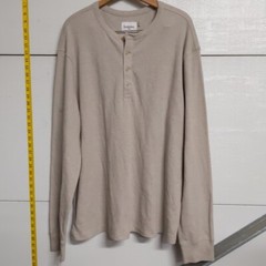 Goodfellow and Co Men XXL Beige Long Sleeve Henley Shirt Lightweight Casual Top