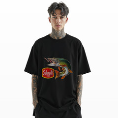 Schmidt Beer Fishing T-Shirt Vintage Pike Fish Graphic Tee for Beer Lovers A337
