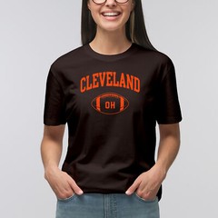 Cleveland Classic Football Arch – Sport Team Color T Shirt – Dark Chocolate