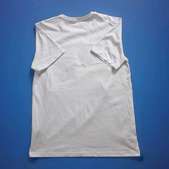 Eternity BC/AD White T-Shirt Chenille Shark Mouth Patch Beach Jaws Attack Sz M