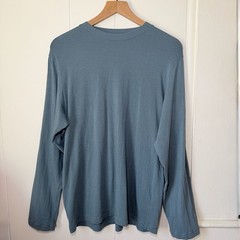 SKIMS Mens Cotton Modal Long Sleeve T-Shirt in Slate Blue Size M