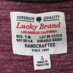 Lucky Brand Mens Henley T Shirt L Red Heathered Stretch Cotton Long Sleeve