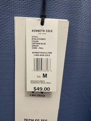 Kenneth Cole Active Mens Medium Captain Blue Short Sleeve Crew T-Shirt Tech NWT