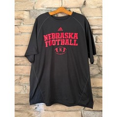 Adidas Nebraska Football Climalite Shirt Mens XL Black Red Short Sleeve 2996S/A