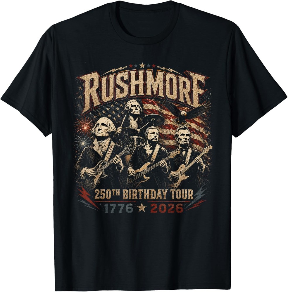 Funny Mount Rushmore 250th Birthday Tour Rockstar Graphic T-Shirt