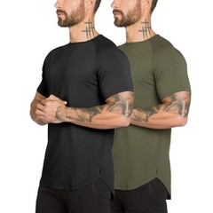 Mens Gym Workout Slim Fit Short Sleeve T-Shirt Cotton Performance Athletic Sh…