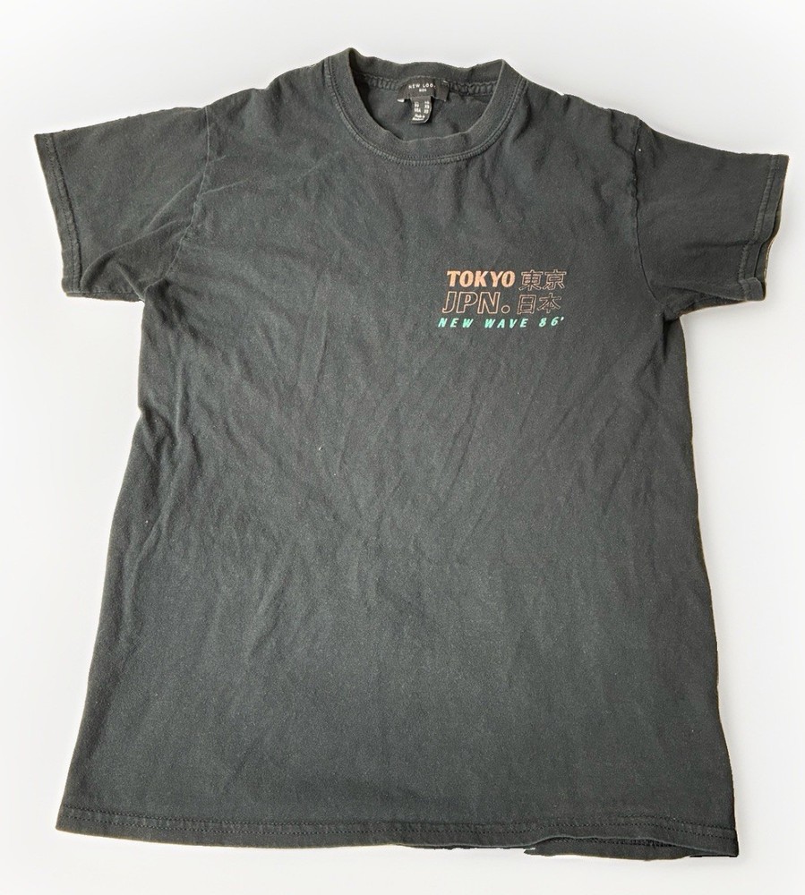 black T-shirt from New Look features a small “Tokyo Japan”