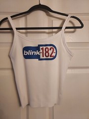 Blink 182 Cropped Tank top Pill Design Vintage Logo Glitter Blink 182 Shirt