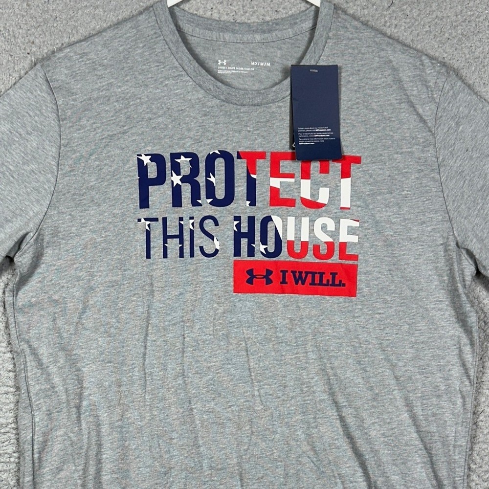 NEW Under Armour Freedom T-Shirt Mens Medium Grey American Flag Patriotic Tee