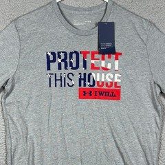 NEW Under Armour Freedom T-Shirt Mens Medium Grey American Flag Patriotic Tee