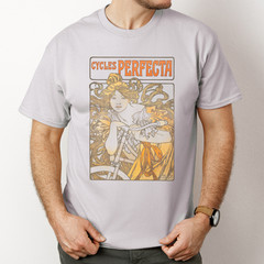 Cycles Perfecta Shirt Poster Art Nouveau Bicycle Graphic Tshirt gray