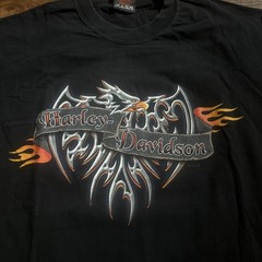 Vintage Harley Davidson Eagle Y2K Cincinnati Ohio Mens Black T Shirt Mens Size M