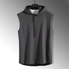 Solid Color Men’s Tank Tops Vest Sleeveless Tees For Male Hooded